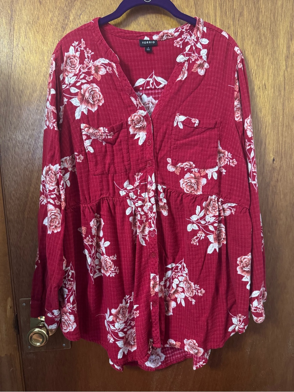 Torrid Red Floral Button-Up